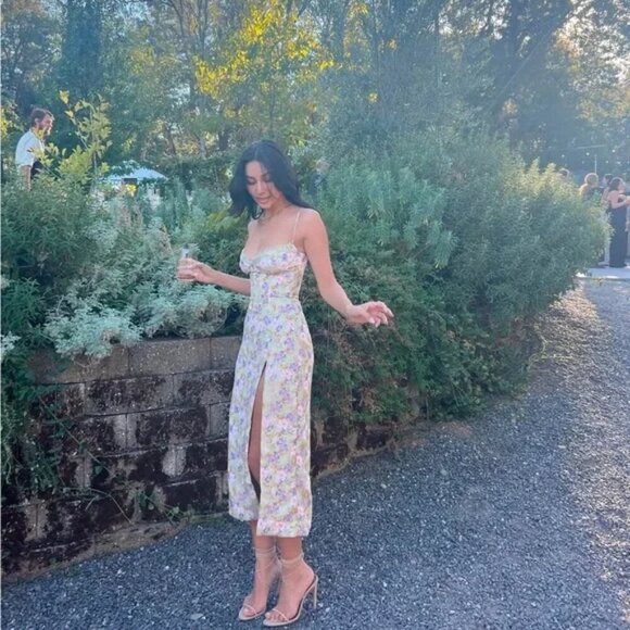 House of CB Charlotte Peony Print Floral Midi Dress Size XS - Picture 4 of 16